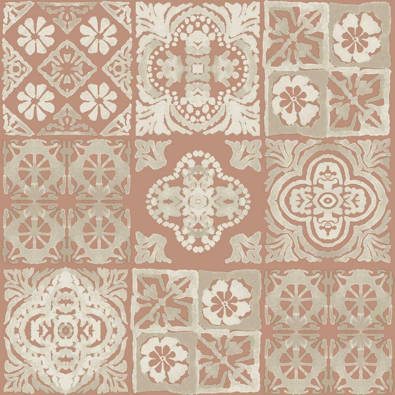 RoomMates RMK11647WP Marrakesh Clay Tile Peel and Stick Wallpaper, Large Sample - Image 5